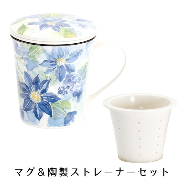 花あわせ 蓋付マグカップ クレマチス(60202)
