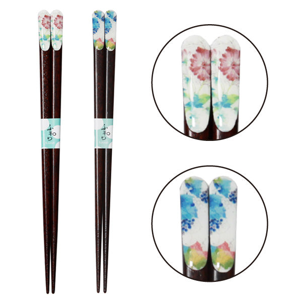 花つみ天宝箸 21cm 単品2種(牡丹・ぶどう)