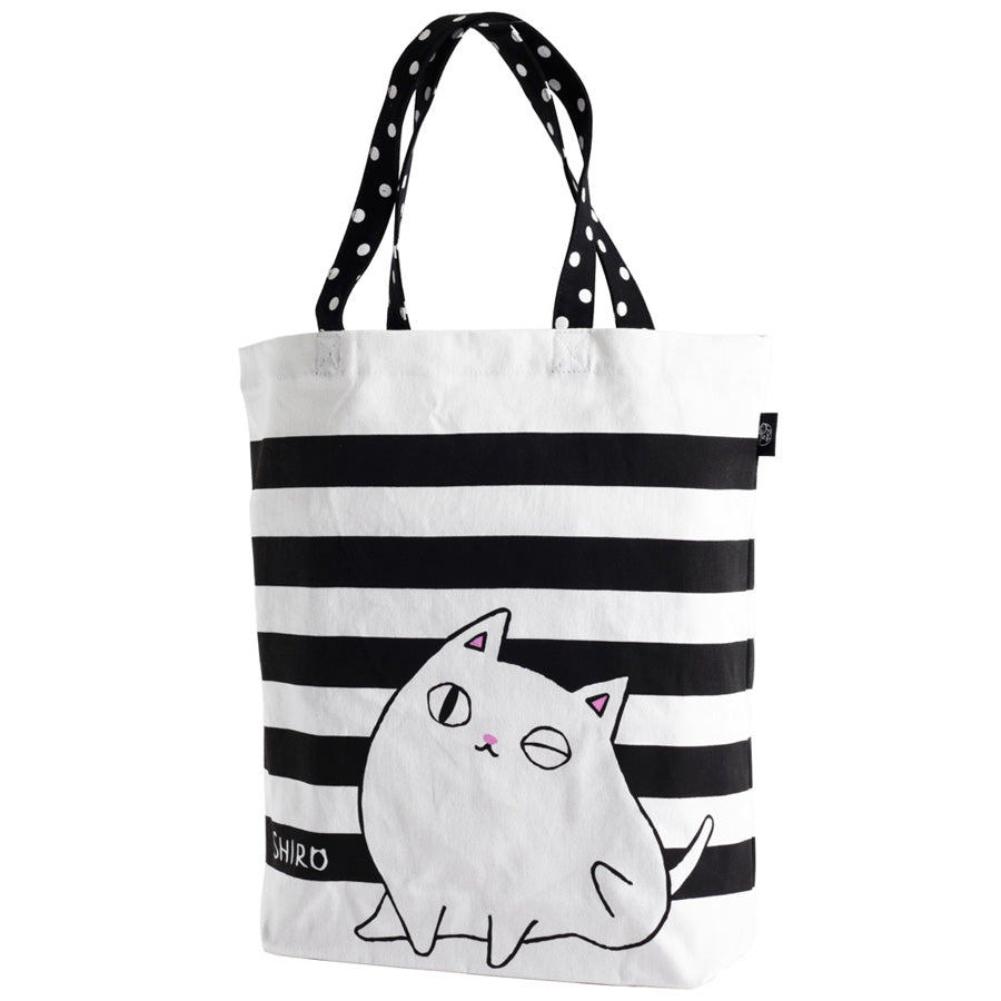 猫3兄弟 トートバッグ大【shiro】(13276)