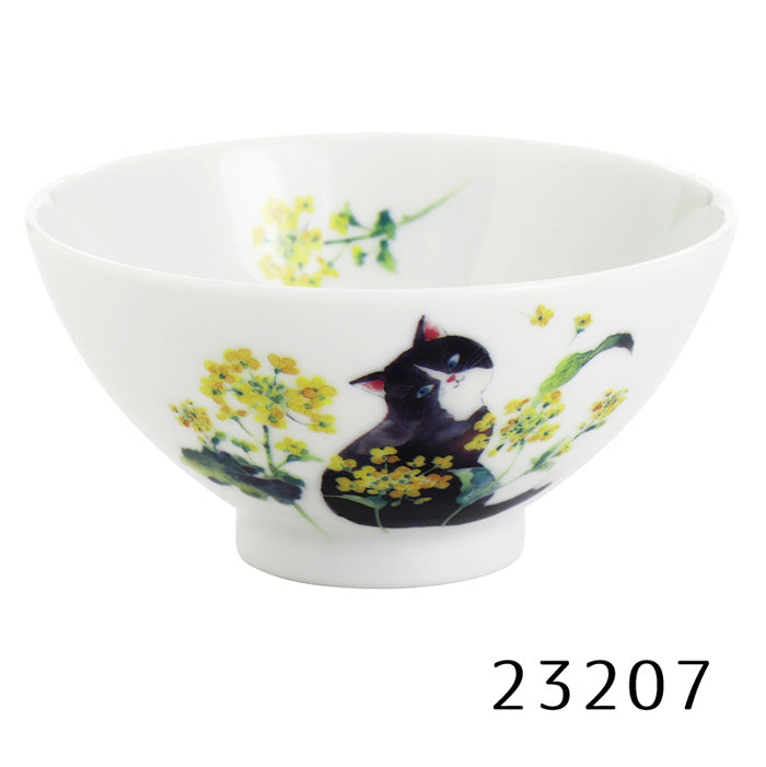 ひだまり猫 飯碗単品(ポインセチア/菜の花)