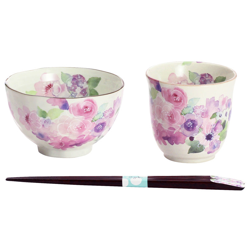 花工房 飯碗湯呑ピンク(天宝箸付)(40665) – 株式会社 セラミック藍