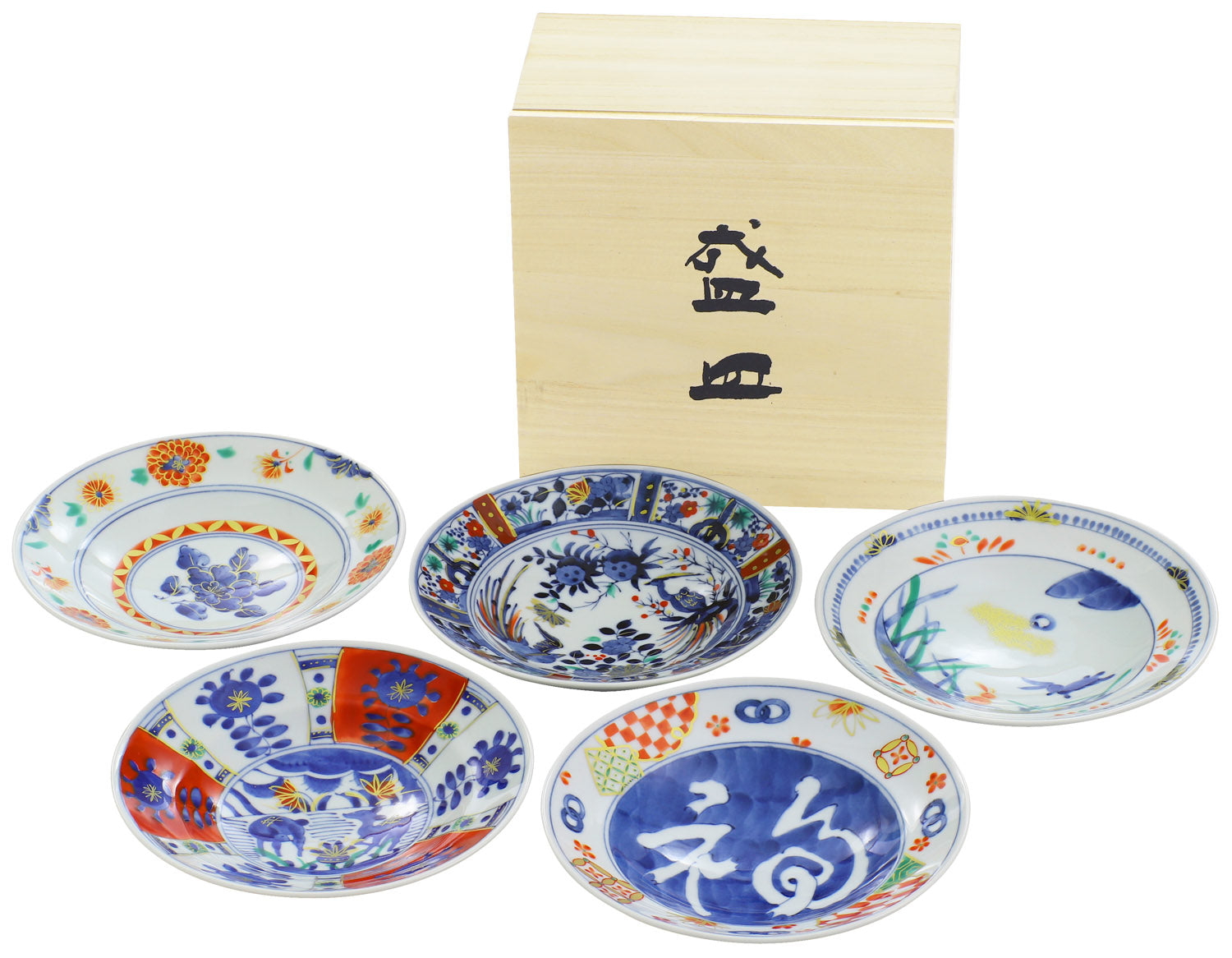 古伊万里大皿、藍色と赤絵のバランスがちょうどいい、使い勝手
