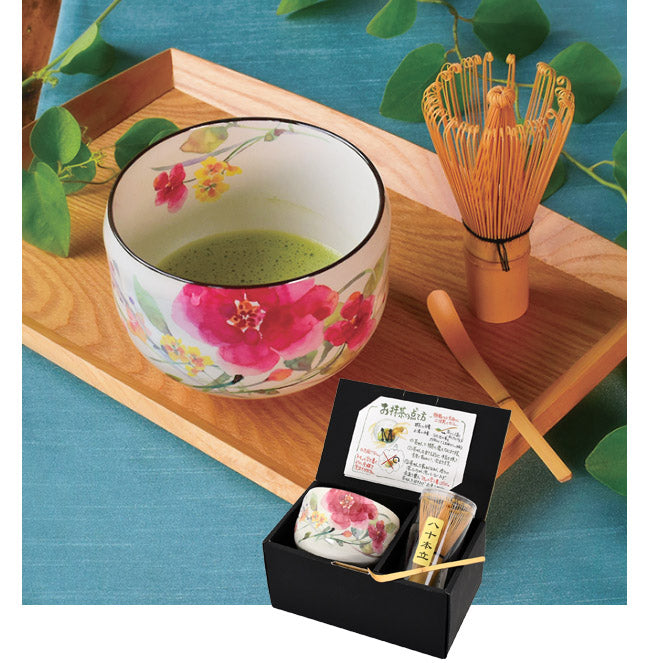 花水彩シュウメイ菊 抹茶セット(20676)