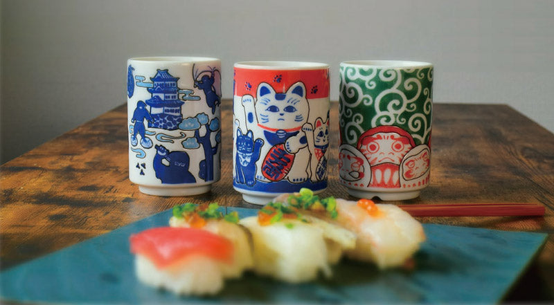 美濃焼単品■寿司湯呑 まねき猫(41145)
