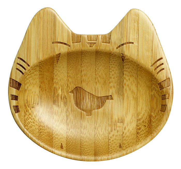 猫型竹小皿 3種(りんご／鳥／魚)
