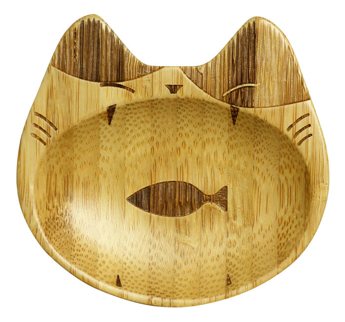 猫型竹小皿 3種(りんご／鳥／魚)