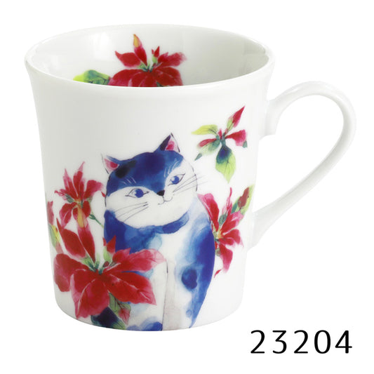 ひだまり猫 マグカップ単品(ポインセチア/菜の花)